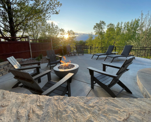 fire pit and patio hardscape