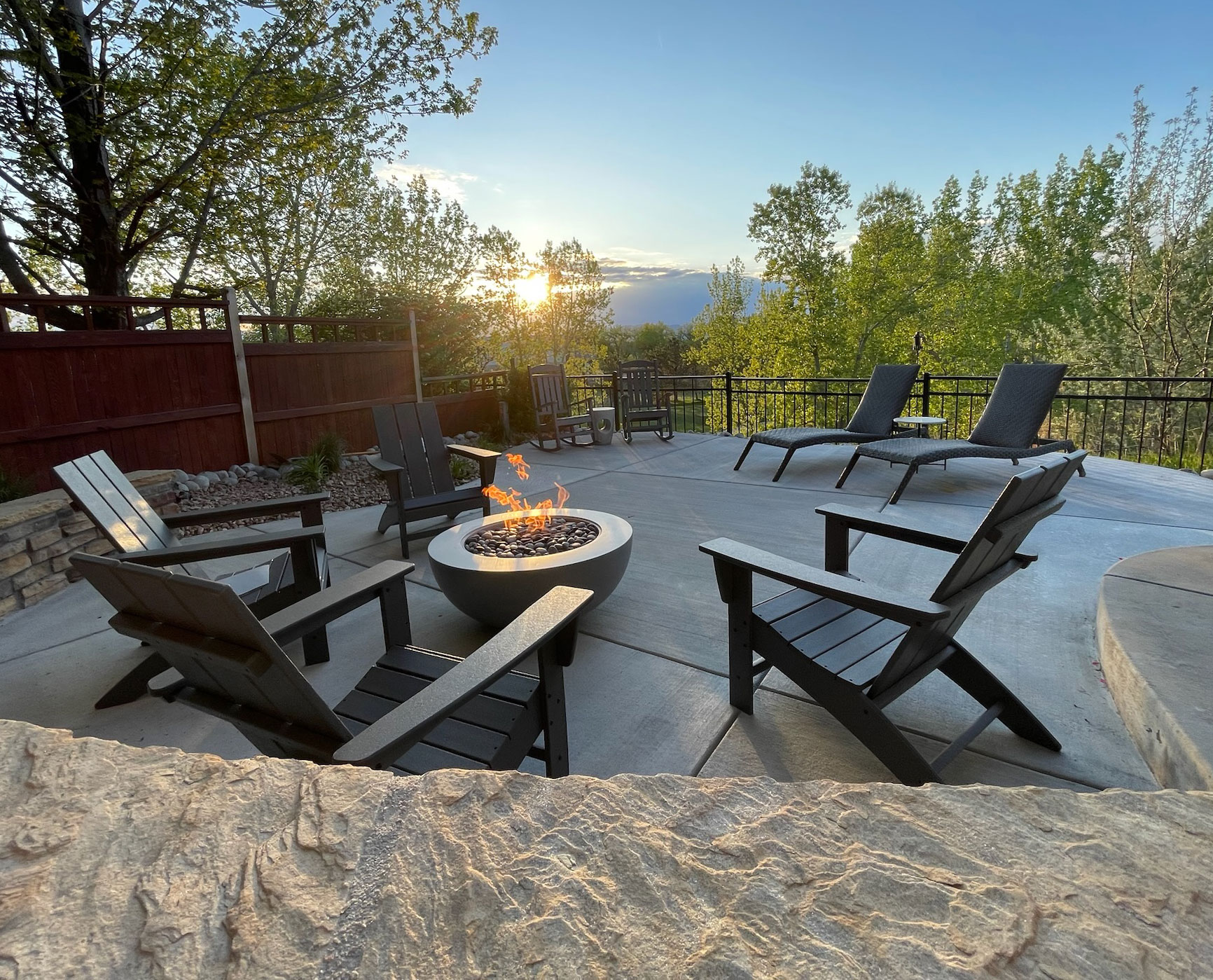 fire pit and patio hardscape